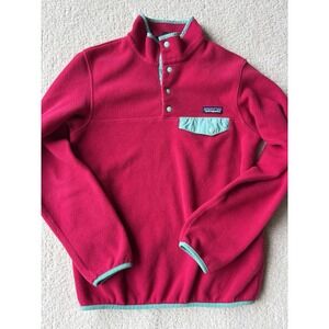 Patagonia Synchilla Snap T Fleece Pullover Pink Magenta & Teal Small Quarter Zip